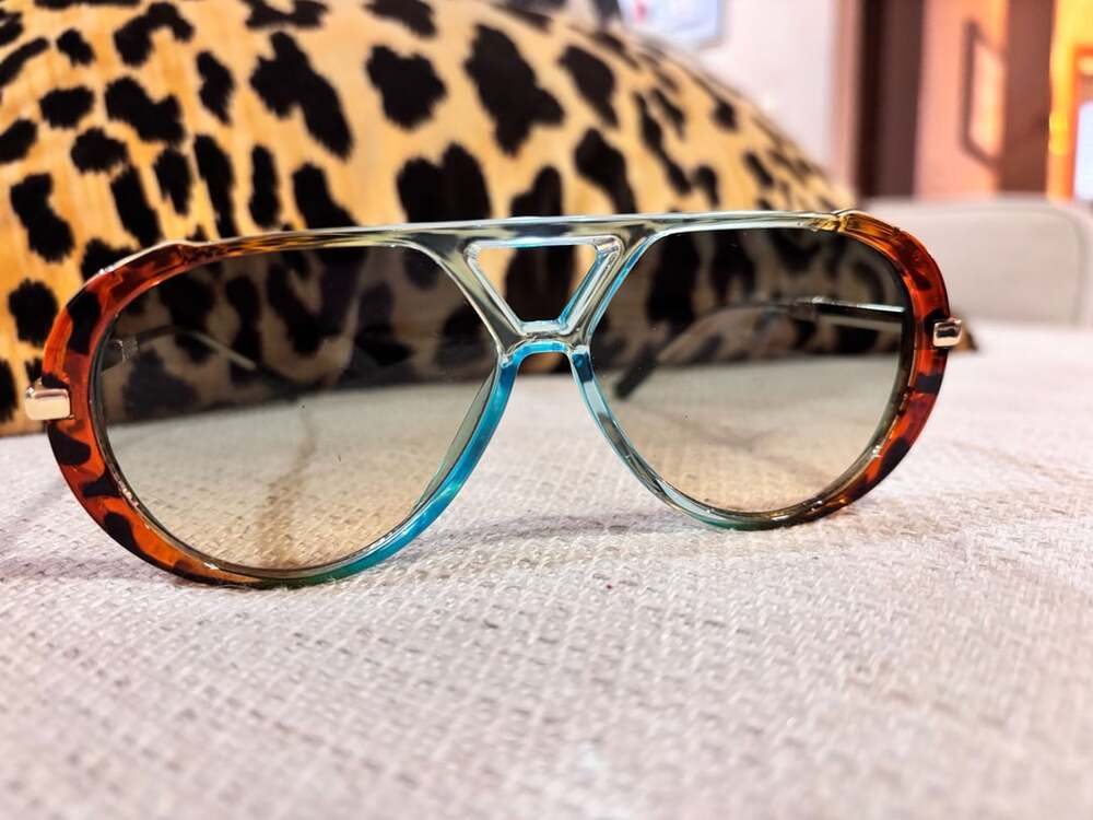 Retro Aviator Sunglasses Leopard Gradient Gold